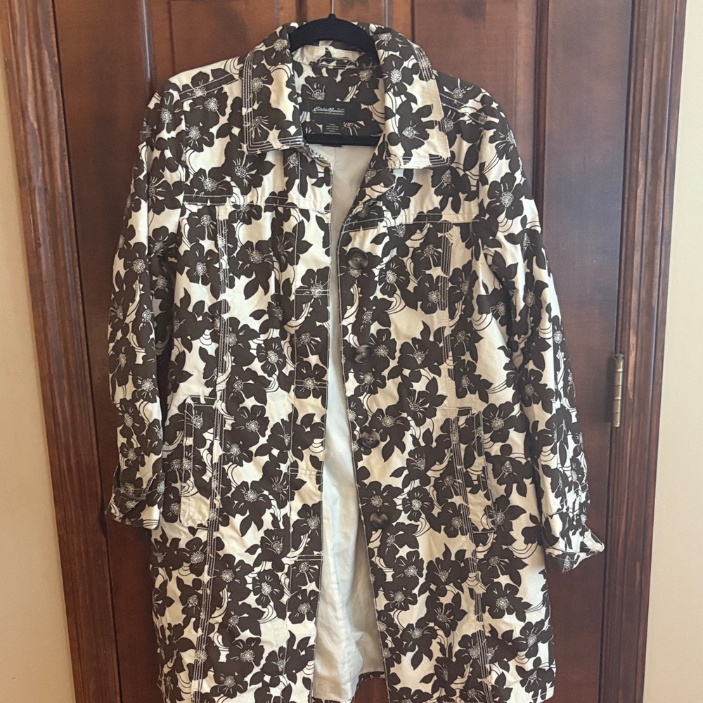 Eddie Bauer Brown and White Floral Jacket